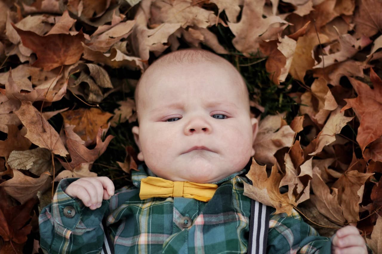 Baby boy on Fall Leaves