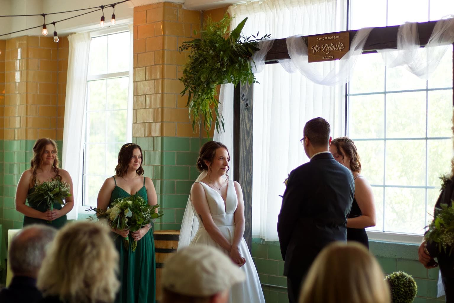 Ceremony Looking at Bride