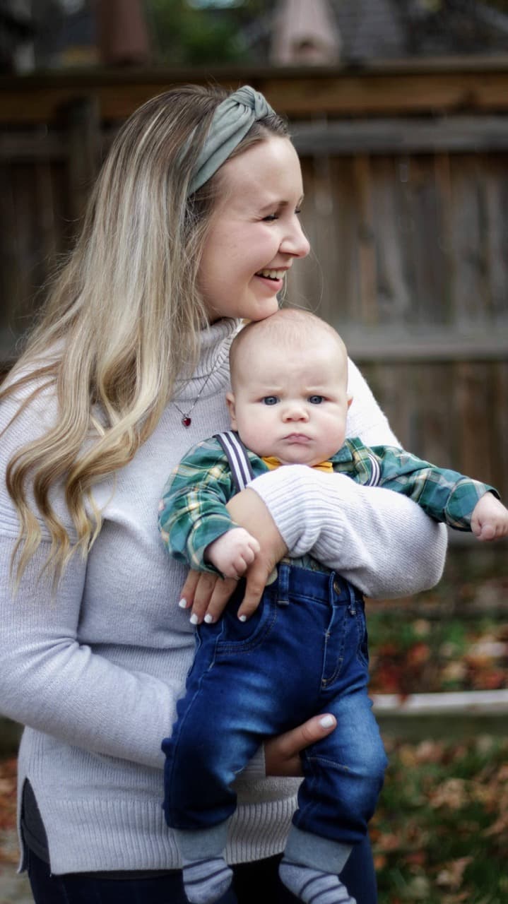 Baby boy in the fall